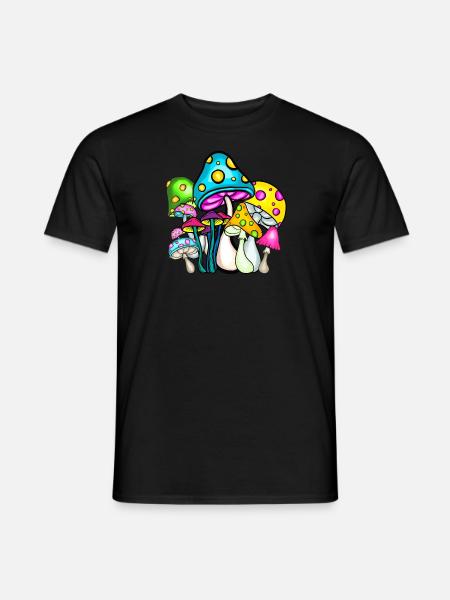 Verrückte Pilze - Männer T-Shirt - Schwarz