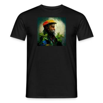 Rastafaria Smoke Weed Painting - Men's T-Shirt - black - Front - AI Model Male 178 light (178cm)