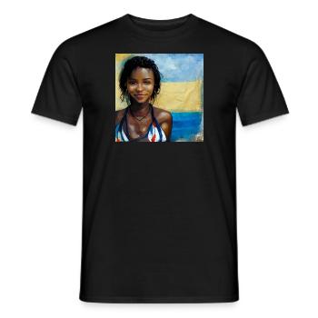 Beautiful Haitian Women in Bikini Painting - Men's T-Shirt - black - Front - AI Model Male 178 light (178cm)