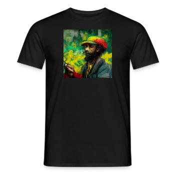 Rastafaria Smoke Weed Painting - Men's T-Shirt - black - Front - AI Model Male 178 light (178cm)