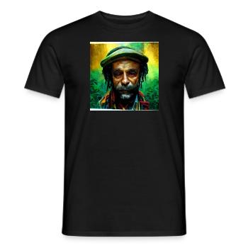 Alter Rastafari -Mann Malerei - Männer T-Shirt - Schwarz - Vorne - AI Model Male 178 light (178cm)