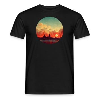 Coucher de soleil vintage City Painting - T-shirt homme - noir - Devant - AI Model Male 178 light (178cm)
