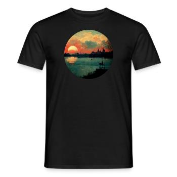 Coucher de soleil vintage City Painting - T-shirt homme - noir - Devant - AI Model Male 178 light (178cm)