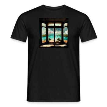 Paradise Island Painting - Männer T-Shirt - Schwarz - Vorne - AI Model Male 178 light (178cm)