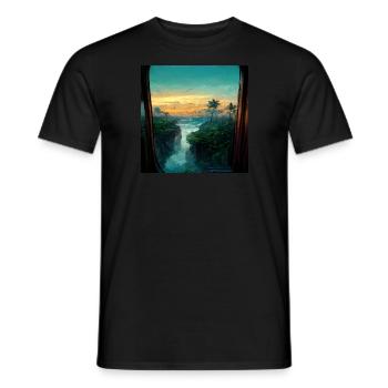Paradise Island Painting - Männer T-Shirt - Schwarz - Vorne - AI Model Male 178 light (178cm)