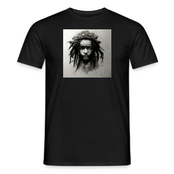 Rastafarian sketch painting - Men's T-Shirt - black - Front - AI Model Male 178 light (178cm)