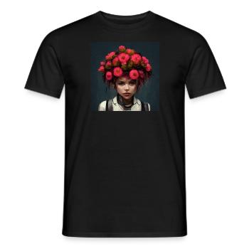 Blumenpunk-mädchen - Männer T-Shirt - Schwarz - Vorne - AI Model Male 178 light (178cm)
