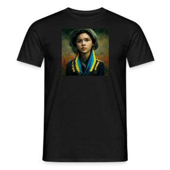 Fille ukrainienne pendant la guerre - T-shirt homme - noir - Devant - AI Model Male 178 light (178cm)