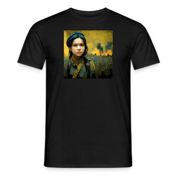 Fille ukrainienne pendant la guerre - T-shirt homme - noir - Devant - AI Model Male 178 light (178cm)