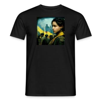 Fille ukrainienne pendant la guerre - T-shirt homme - noir - Devant - AI Model Male 178 light (178cm)