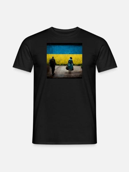 Ukrainian soldier coming home - Men's T-Shirt - black
