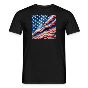 American flag logo - Men's T-Shirt - black - Front - AI Model Male 178 light (178cm)