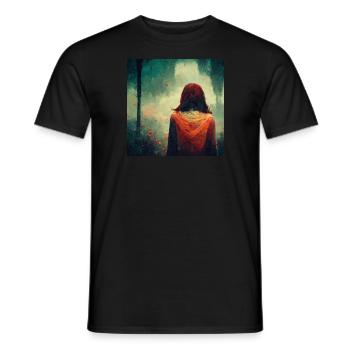 Woman Staring Into The Forest - Men's T-Shirt - black - Front - AI Model Male 178 light (178cm)