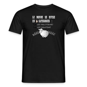 LE MONDE SE DIVISE EN 2 CATÉGORIES - T-shirt homme - noir - Devant - AI Model Male 178 light (178cm)
