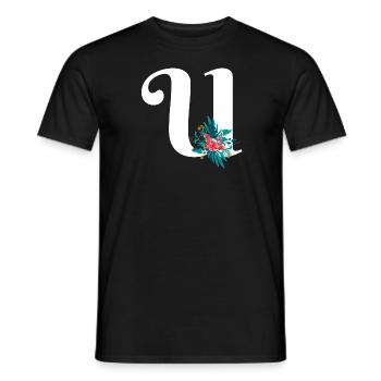 lettre U fleuris - T-shirt homme - noir - Devant - AI Model Male 178 light (178cm)