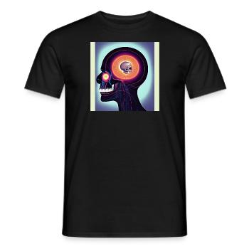 psychedelic skull skull fungus lsd memes - Men's T-Shirt - black - Front - AI Model Male 178 light (178cm)