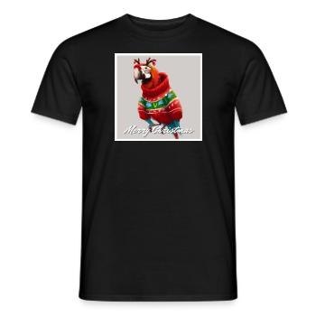 Entzückender Ara Papagei in einem Weihnachtspullover. - Männer T-Shirt - Schwarz - Vorne - AI Model Male 178 light (178cm)