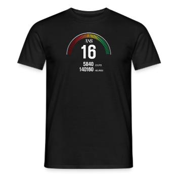 Anniversaire 16 ans Compteur - T-shirt homme - noir - Devant - AI Model Male 178 light (178cm)