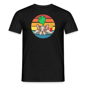 Funny Bulldog. Funny bulldog. Bulldog farts. - Men's T-Shirt - black - Front - AI Model Male 178 light (178cm)