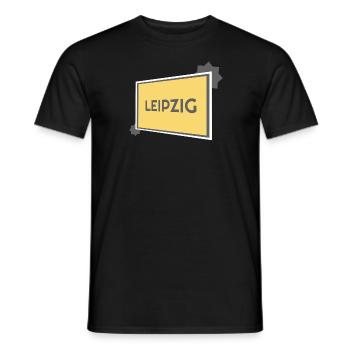 Leipzig Ortsschild - modern grey - Männer T-Shirt - Schwarz - Vorne - AI Model Male 178 light (178cm)