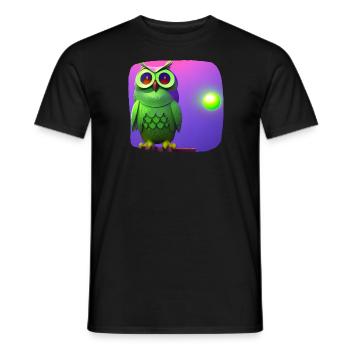 Lustige grüne Eule mit großen Augen - Männer T-Shirt - Schwarz - Vorne - AI Model Male 178 light (178cm)