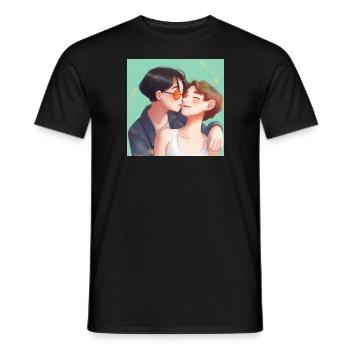 LGBT Queer kiss 🌈🌈 - Men's T-Shirt - black - Front - AI Model Male 178 light (178cm)
