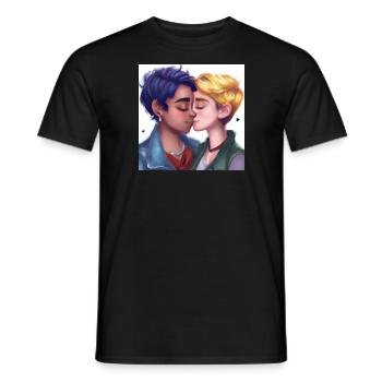LGBT Queer kiss 🌈🌈 - Men's T-Shirt - black - Front - AI Model Male 178 light (178cm)