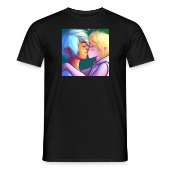 LGBT Queer kiss 🌈🌈 - Men's T-Shirt - black - Front - AI Model Male 178 light (178cm)