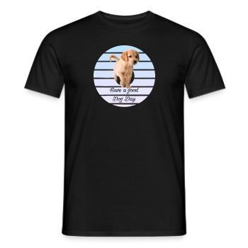 Puppy wishes a good day - Men's T-Shirt - black - Front - AI Model Male 178 light (178cm)