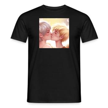 LGBT Queer Kuss 🌈🌈 - Männer T-Shirt - Schwarz - Vorne - AI Model Male 178 light (178cm)