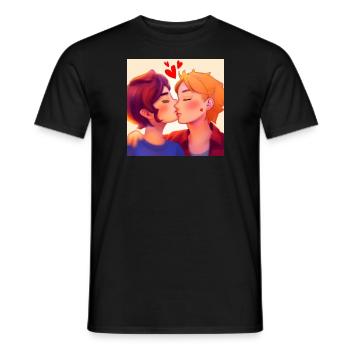 LGBT Queer Kuss 🌈🌈 - Männer T-Shirt - Schwarz - Vorne - AI Model Male 178 light (178cm)
