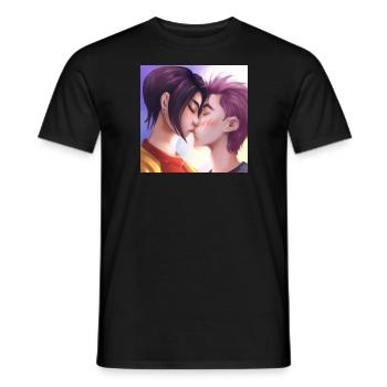 LGBT Queer kiss 🌈🌈 - Men's T-Shirt - black - Front - AI Model Male 178 light (178cm)