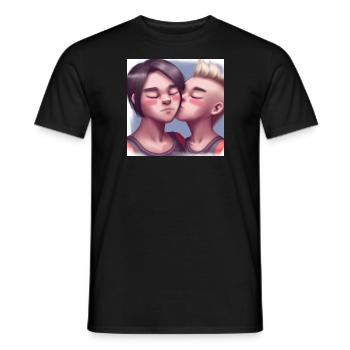 LGBT Queer kiss 🌈🌈 - Men's T-Shirt - black - Front - AI Model Male 178 light (178cm)
