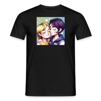 LGBT Queer kiss 🌈🌈 - Men's T-Shirt - black - Front - AI Model Male 178 light (178cm)