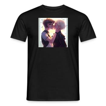 LGBT Queer kiss 🌈🌈 - Men's T-Shirt - black - Front - AI Model Male 178 light (178cm)