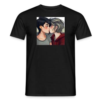 LGBT Queer kiss 🌈🌈 - Men's T-Shirt - black - Front - AI Model Male 178 light (178cm)