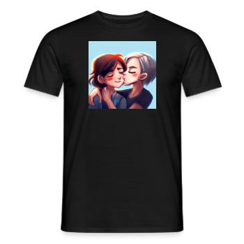 LGBT Queer kiss 🌈🌈 - Men's T-Shirt - black - Front - AI Model Male 178 light (178cm)