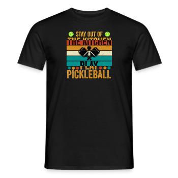 Stay Out Of The Kitchen Play Pickleball funny Gift - Men's T-Shirt - black - Front - AI Model Male 178 light (178cm)