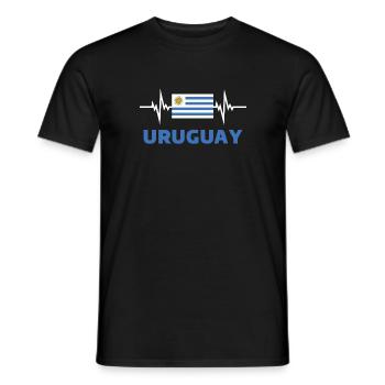 Uruguay Football 2022 Uruguay HeartBeat Football - Men's T-Shirt - black - Front - AI Model Male 178 light (178cm)