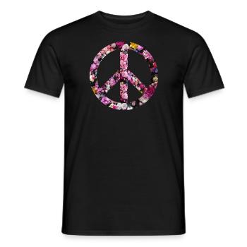 Signe de paix fleuri - T-shirt homme - noir - Devant - AI Model Male 178 light (178cm)