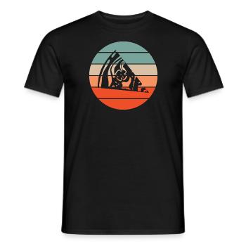Pizza Retro Sonnenuntergang - Männer T-Shirt - Schwarz - Vorne - AI Model Male 178 light (178cm)