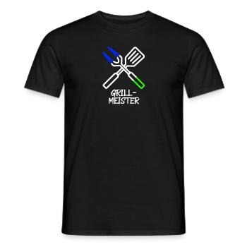 Grillmeister Besteck (Blau-Grün) - Männer T-Shirt - Schwarz - Vorne - AI Model Male 178 light (178cm)