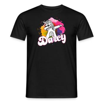 DARCY - Beautiful name with dabbing unicorn - Men's T-Shirt - black - Front - AI Model Male 178 light (178cm)
