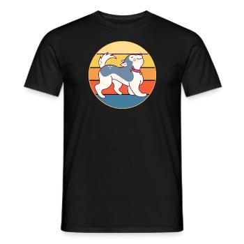 Drôle Kawaii Mignon Husky Dog Vintage Retro Sunset - T-shirt homme - noir - Devant - AI Model Male 178 light (178cm)