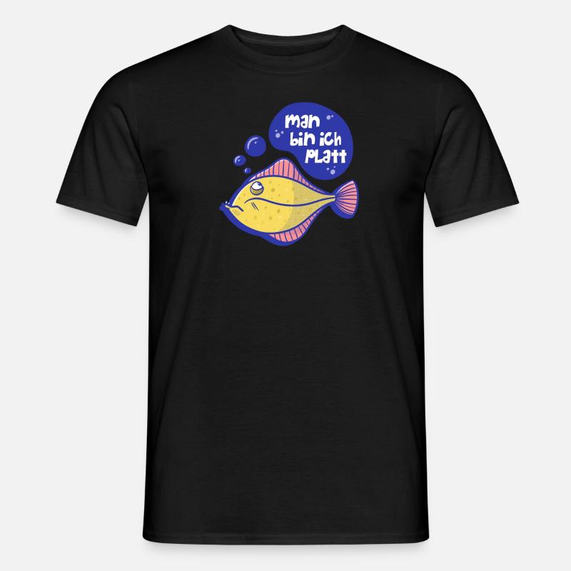 Flunder - Man bin ich platt - Männer T-Shirt - Schwarz