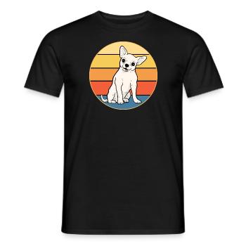 Mignon Chihuahua Dog Breed Vintage Retro Sunset - T-shirt homme - noir - Devant - AI Model Male 178 light (178cm)