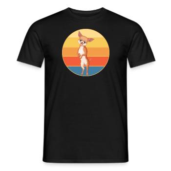Mignon Chihuahua Dog Breed Vintage Retro Sunset - T-shirt homme - noir - Devant - AI Model Male 178 light (178cm)