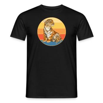 Tiger Big Cat Vintage Retro Sonnenuntergang - Männer T-Shirt - Schwarz - Vorne - AI Model Male 178 light (178cm)