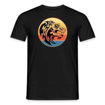 Tiger Big Cat Vintage Retro Sonnenuntergang - Männer T-Shirt - Schwarz - Vorne - AI Model Male 178 light (178cm)