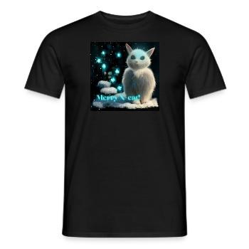 Winterkatze zu Weihnachten - ein niedliches Thema des Winters - Männer T-Shirt - Schwarz - Vorne - AI Model Male 178 light (178cm)